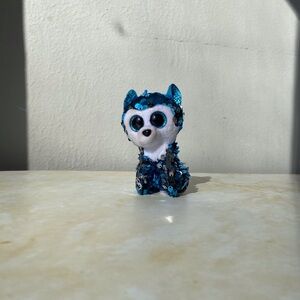 Ty Beanie Ty Flippables SLUSH  The Husky Dog Sequin Key Clip  3"